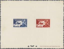 Fezzan: 1949, Definitives, 1 F - 50 F, 11 Values On 5 Collective "Epreuve De Lux - Cartas & Documentos