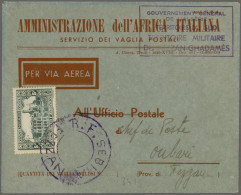 Fezzan: 1949 (ca), Algerian 4 Fr Definitive Tied By RARE Large, Violet Double Ci - Brieven En Documenten