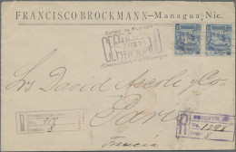 Nicaragua: 1896: Registered Company Envelope From Managua To Paris Franked With - Nicaragua