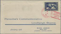 Panama: 1928, 5 C Commemorative For The Lindberg Flight Tied By Red Special Canc - Panamá