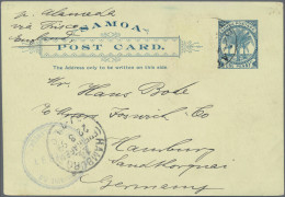 Samoa - Postal Stationery: 1899, J.Davis, Postal Card 1d. Blue On Greenish (orig - Samoa (Staat)