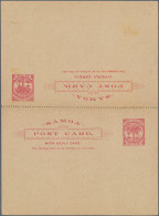 Samoa - Postal Stationery: 1896/1898, J.Davis, Double Card 1d.+1d. Carmine On Br - Samoa (Staat)