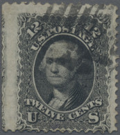 United States: 1857, 12 Cents Black, Type II, Imperforate At Left With Parts Of - Oblitérés