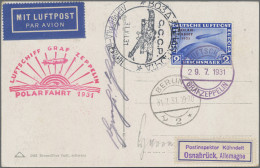 Delcampe - Zeppelin Mail - Germany: 1931 "Polarfahrt": Ansichtskarte (Osnabrück) Mit 2 M. P - Luft- Und Zeppelinpost