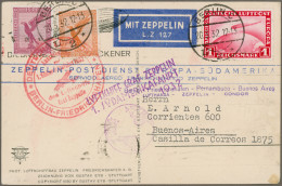 Zeppelin Mail - Overseas: 1929 - 1932, Ein Brief Und Eine Postkarte Mit 2 RM Und - Zeppeline