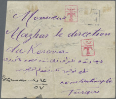 Albania: 1913, 20 Pa Rose 'double Eagle', Horizontal Strip Of 4, Tied By Violet - Albania