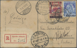 Albania: 1919, 10q. On 8h. Rose In Combination With Local Shkoder Issue 1gr. On - Albania