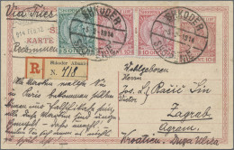 Albania - Postal Stationery: 1914, Stationery Card Skanderberg 10q. Red Uprated - Albanien