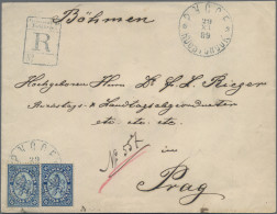 Bulgaria: 1882, Lion 25st. Blue/light Blue, Two Copies On Registered Cover From - Briefe U. Dokumente