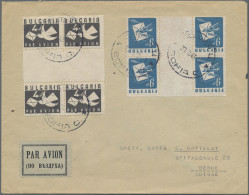 Bulgaria: 1946, 4. And 6. Leva Airmail Stamps, Each In A Block Of Four Gutter Pa - Lettres & Documents