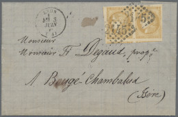 France: 1870, Bordeaux 10c. Bistre, Horizontal Pair Of Fresh Colour, Lavishly Cu - Covers & Documents