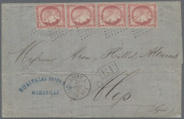 France: 1872 French/Turkish Mixed Franking: Folded Cover From Marseilles To Alep - Lettres & Documents