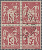 France: 1925, 5 F Carmine, Block Of Four, The Center Piece Of The Souvenir Sheet - Used Stamps