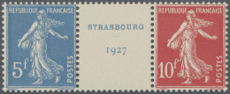 France: 1927, 5 Fr Blue And 10 Fr Red As Se-tennant With Vignette "Strassbourg 1 - Unused Stamps