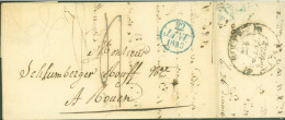 Lettre Avec échantillon De Tissus CAD Dateur Bleu Paris 22 JANV 1833 Arrivée T12 Rouen Taxe Manuscrite 3 - 1801-1848: Precursors XIX