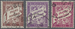 France - Postage Dues: 1884, 1 Fr. - 5 Fr. Red Brown, 3 Stamps, Used, 600,- - 1960-.... Afgestempeld