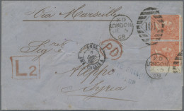 Great Britain: 1868 Folded Cover From London To Aleppo, Syria Via Calais And Mar - Briefe U. Dokumente