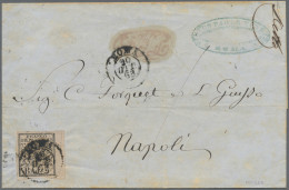 Italian States - Papal State: 1852, Four Covers From The First Issue: A) 5 Baj R - Stato Pontificio