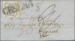 Italian States - Papal State: 1852, 8 Baj., (1855, Cesena - Milano - Lugano) Par - Papal States