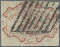 Italian States - Papal State: 1852, 1 Scudo Red, Narrow Margins At Top An Right, - Papal States