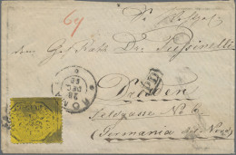 Italian States - Papal State: 1868, 40 C Yellow, Reduced Colour, Tied By Cds "RO - Etats Pontificaux