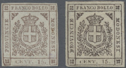 Old Italian States: Modena: 1859, Privisional Government, 15 C Brown, In Two Dif - Modena