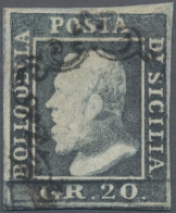 Italian States - Sicily: 1859, 20 Grana, Dark Grey, Used, No Signatures. - Sicilië