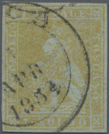 Italian States - Tuskany: 1851, 1 Soldo Light Yellow, Used Cds " ... ?1 APR 1854 - Toscane