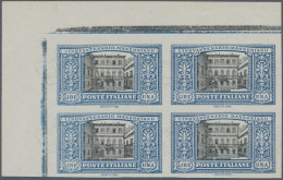 Italy: 1923, 1 L Manzoni, Mint Without Gum, IMPERFORATE Block Of Four With Sheet - Mint/hinged