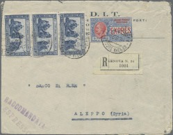 Italy: 1925, Express Stamp 2l. Blue/red In Combination With Vertical Strip Of Th - Marcophilie