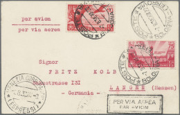 Italy: 1936, Horatio, Airmail Stamp 60c. Carmine And Surface-mail Stamp 75c. Car - Poststempel