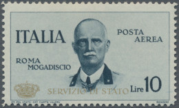 Italy - Service Stamps: 1934, Airmail 10 Lit. Flight Roma-Mogadiscio Ovpt. "Serv - Oficiales