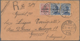 Italy: 1919, Group Of 4 Registered Covers: 10 C Rose And 2 X 25 C Blue, Tied By - Trentino & Triest