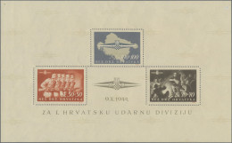 Croatia: 1945, 'Sturmdivision' Souvenir Sheet, Mint Never Hinged, Tiny Thin In T - Kroatië