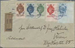 Liechtenstein: 1921, 15,20,25,40 H. Landeswappen Und 1 K. Schloß Vaduz Vom Re. U - Storia Postale