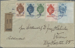 Liechtenstein: 1921, 15,20,25,40 H. Landeswappen Und 1 K. Schloß Vaduz Vom Re. U - Lettres & Documents