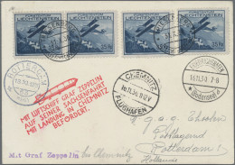 Liechtenstein: 1930, 4x 35 Rp. Flugpost Seltene MeF Auf Karte Mit Zeppelin-Sachs - Briefe U. Dokumente