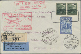 Liechtenstein: 1933, 1 Fr. Flugpost Auf Karte Mit Aushilfsstempel "TRIESENBERG" - Brieven En Documenten