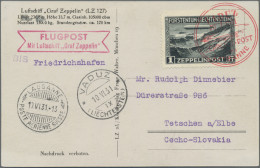 Liechtenstein: 1931, 1 Fr. Zeppelin Auf Zeppelin-Karte, 2 Fr. Zeppelin Auf Brief - Covers & Documents