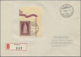 Liechtenstein: 1941, 10 Fr. Madonna Von Dux Auf Echt Gelaufenen R-Brief Mit Erst - Cartas & Documentos
