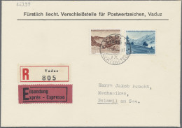 Liechtenstein: 1944/49, Troyer-Freimarkenausgabe 3 Rp. - 150 Rp. Komplett 14 Wer - Briefe U. Dokumente