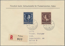 Liechtenstein: 1951, 2 U. 3 Fr. Fürstenpaar Auf Echt Gelaufenem R-Brief Der Verk - Storia Postale