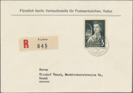 Liechtenstein: 1955, 2 U. 3 Fr. Fürstenpaar Auf 2 Echt Gelaufenen R-Briefen Der - Storia Postale