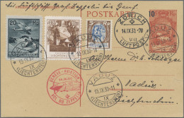 Liechtenstein - Ganzsachen: 1930, 10 A. 25 Rp. Überdruck, 2 Saubere GA-Karten (1 - Stamped Stationery