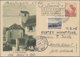 Liechtenstein - Ganzsachen: 1946,1.8., 20 Rp. Enzian Auslandsfragekarte Mit ZuF, - Enteros Postales