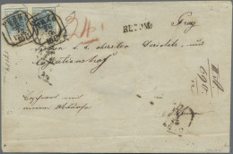 Österreich: 1850, 9 Kr. Blau, Handpapier, Type IIa, Waagerechtes Paar (Vortrenns - Cartas & Documentos