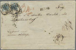 Österreich: 1850, 9 Kr. Blau, Handpapier, Type IIa, Waagerechtes Paar (Vortrenns - Briefe U. Dokumente