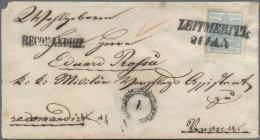 Österreich: 1850, 9 Kr. Blau, Handpapier, Type I, Vorderseitig Auf Dreiseitig Ge - Cartas & Documentos