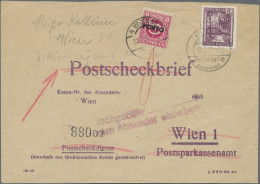 Österreich: 1947, 8 G Als EF Auf Postscheckbrief Von Wien Entwertet Mit Nachträg - Lettres & Documents