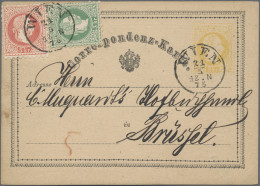 Österreich - Ganzsachen: 1872/1875, 2 Kr Gelb Ganzsachenkarte Mit Zusatzfrankatu - Autres & Non Classés
